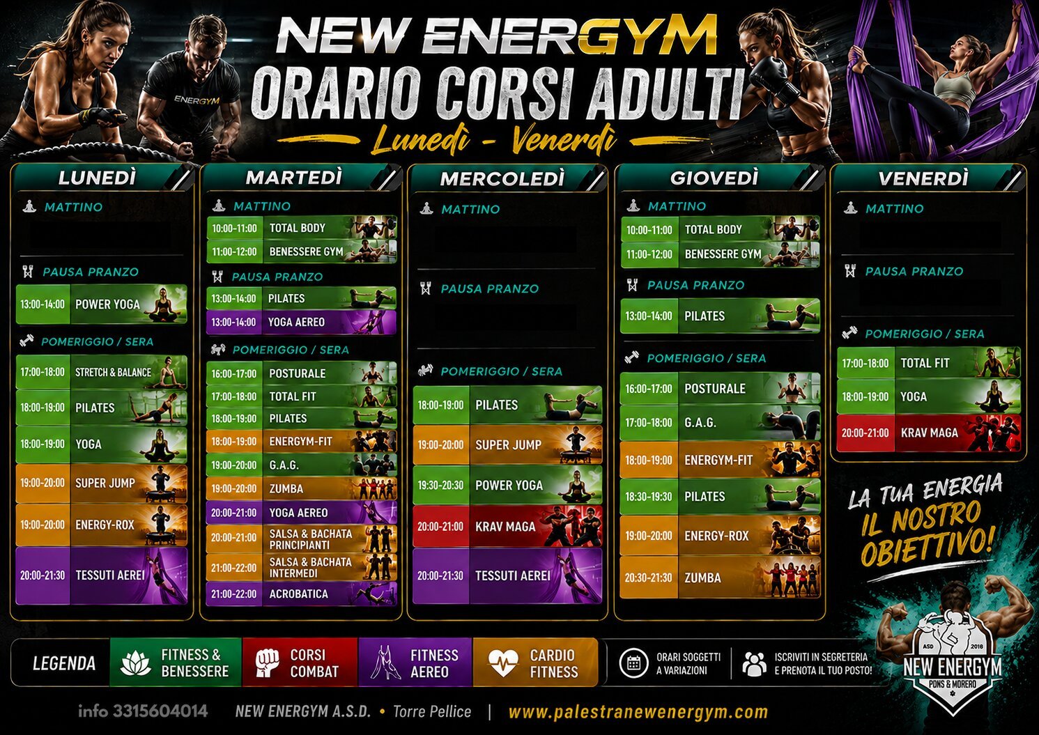 Orario corsi adulti New Energym